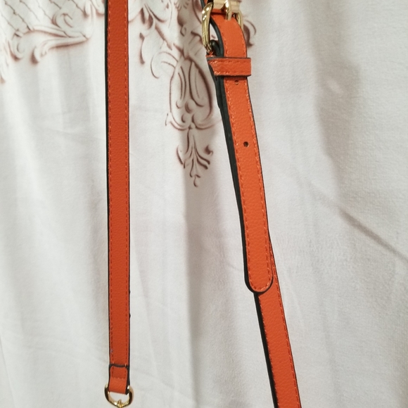 Pumpkin Orange Crossover Bag Purse, Gold Chain - Picture 2 of 6